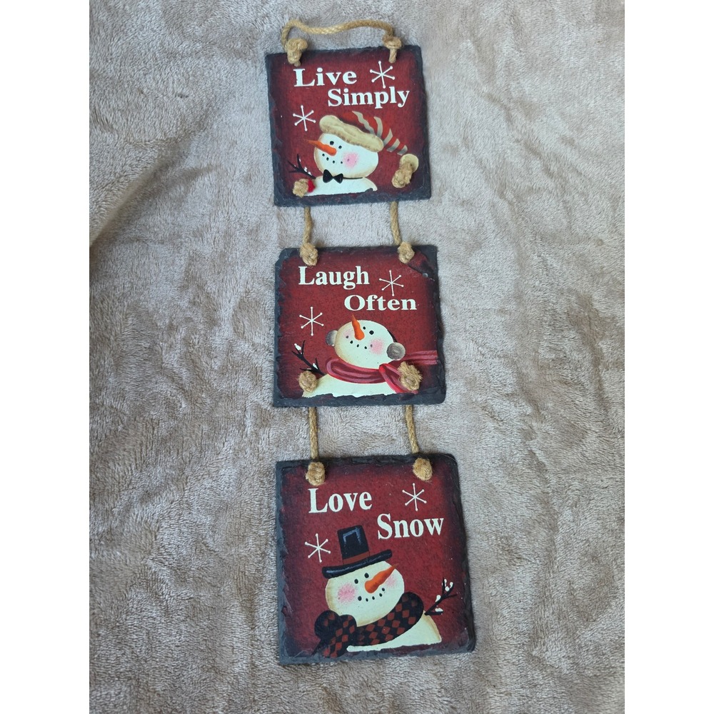 Rustic Slate Snowman Wall Hanging Live Simply Laugh Often Love Snow Winter Decor